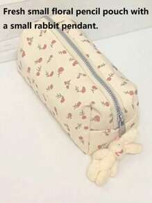 حقيبة قلم صغيرة بطبعة زهور بسيطة ، حقيبة تخزين قرطاسية جذابة وطازجة للغاية، حقيبة تخزين فرشاة مكياج، حقيبة تخزين مستحضرات تجميل صغيرة للحمل معك، إغلاق زلاجي، قوية وصغيرة ومريحة، سهلة الحمل، مناسبة للتنقل إلى العمل وإجراء الرحلات التجارية والسفر،علبة أقلام، حقيبة أقلام، حقيبة مدرسية ، مستلزمات مدرسية،عودة إلى المدرسة