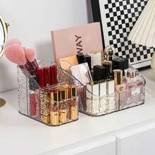 Acrylic Organizer With 3 And 4 Compartments For Makeup And Cosmetics Multipurpose - Clear - View 2