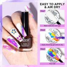 12PCS Marble Nail Polish Blooming Gel Marble Ink For Nails Gold Blue Purple Nail Ink Watercolor Magic Blossom Gel Nail Polish For Nail Salon Home DIY-0345 - A-12經典顏色 - 查看 4