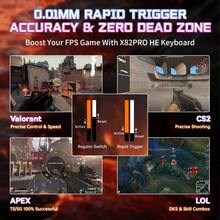 ATTACK SHARK X82PRO HE Wireless RGB Mechanical Gaming Keyboard With Rapid Trigger, Actuation Adjustment, Hall Effect Magnetic Switch, 8K Polling Rate, 2.4G/Bluetooth/USB-C, 5000mAh Battery For PC/Win (Anime White) - 黑色等高線 - 查看 3