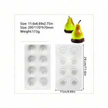 这款硅胶模具适合制作水果慕斯蛋糕，也可用于烘焙法式糕点，例如水果慕斯蛋糕、甜点、巧克力糕点、水果布丁、果冻和冰淇淋。它还可以用来制作圣诞夜、情人节和婚礼等场合的蛋糕装饰。这款模具不粘且易于脱模，形状包括苹果、芒果、香蕉、桃子、椰子、榛子、橄榄、草莓、樱桃、覆盆子、可可、橙子和柠檬。