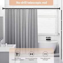 AutoFu Telescopic Net Voile Tension Curtain Rail Pole Rod Rods Extendable Spring Loaded, Wardrobe Rail, Extendable Wardrobe Pole, Heavy Duty Clothes Rail With End Sockets, Adjustable Wardrobe Rail For Wardrobe, Balcony, Bathroom - Black- 90-160cm - View 7