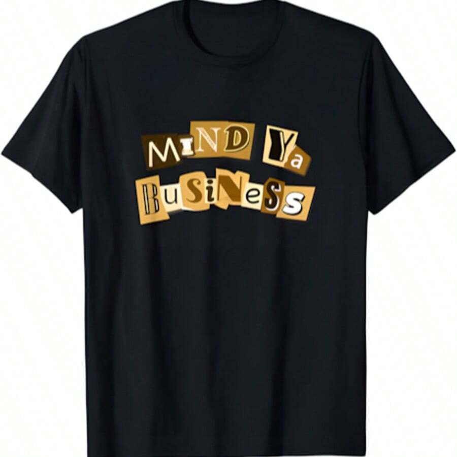 T-Shirt For Men Men's Graphic T-Shirt Brown Say Less Brown Color Graphic T-Shirt Soft Fabric, Breathable, Comfortable Short Sleeve T-Shirts Perfect For Summer - 黑色 - 查看 1