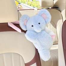 1pc Cute Pink Pig & Blue Elephant Tissue Box, Portable Plush Handheld Tissue Paper Holder, Cartoon Car/Home Decor Facial Tissue Box For Living Room, Bathroom, Coffee Table - Multicolor - View 7
