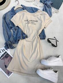 Women's Cotton Dress - Beige - View 1