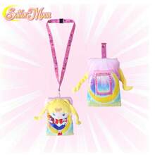 Crunchyroll 1PC  Officially Licensed Moon Deluxe Plush Lanyard ID Character Card Pack Fantasy Wind  Cartoon Card Pack Exquisite Small Traveling Daily Traveling Christmas Party Christmas Anime Exhibition Birthday Gift - Pink - View 7