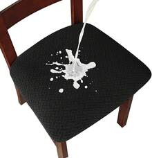 Seat Covers For Dining Room Chair Seat Slipcovers Kitchen Chair Covers (Beige, 4 Pcs) - 黑色 - 查看 12