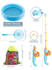 19/36/47/71件儿童洗澡玩具钓鱼玩具漂浮钓鱼游戏充气游泳池洗澡玩具套装，益智学习玩具，男孩女孩生日礼物（款式和颜色随机） - 彩色 - 查看 10