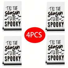 2/4/6/48pcs Ghostly Letter Print Soft Kitchen Towels/Hand Towels, Multi-Purpose, Quick Drying Dish Cloths, Suitable For Kitchen, Celebrations, Weddings, Decorations And More