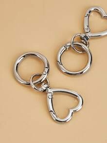 2 件全新优雅女士配饰金属电镀零件奢华手工圆环圆形钥匙扣连接器钩包扣钥匙扣 - 銀色 - 查看 4