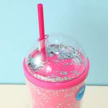 Miniso Barbie 600ml Double Layer Plastic Tumbler With Straw,Pink Straw Cup Coffe Cup,Best Birthday Gift For Outdoor Travel Or School - 粉色 - 查看 6