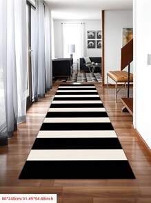 Black And White Striped Design Runner Rug, Suitable For Hardwood Floors, Can Be Used In Entryway, Laundry Room, Hallway, Bedroom, Kitchen And Other Spaces, An Ideal Home Decor Item For All Seasons. This Fashionable Runner Rug Is Washable And Non-Slip, Perfectly Suitable For Use As A Hallway Rug, Living Room Rug, Kitchen Rug, Bedside Rug, And An Ideal Choice For Home Decoration. - Multicolor - View 14