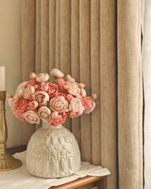 36pcs Ranunculus Artificial Flower Light Champagne Silk Flowers Faux DIY Bouquet For Wedding Engagement Centerpieces Arrangements Bridal Shower Decorations Home Decor