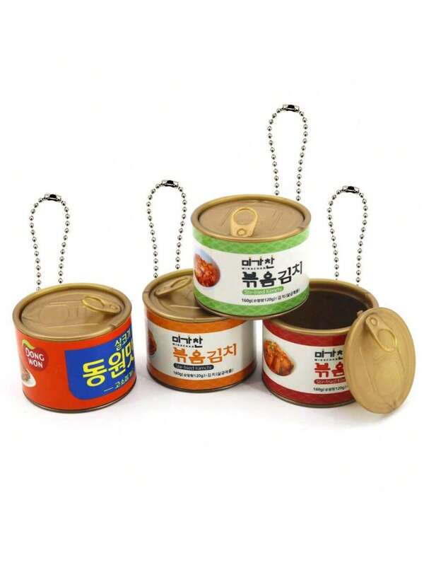 1pc Miniature Canned Food Keychain, Random Assortment Of Realistic Canned Beef, Korean Kimchi, Foreign Canned Goods
