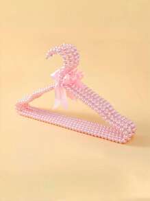 1 件仿珍珠衣架蝴蝶结衣架优雅收纳衣夹新娘婚纱衣架塑料衣架公主家居装饰 - 白色 - 查看 15