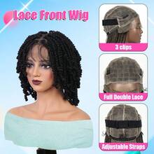 DWNSEN 14 Inch Summer Breathable Short Wig Fancy Hair Full Lace Short Passion Twist Wig With Baby Hair Lace Front Knotless Braided Twist Wig For  Women (Natural Black) - Black - View 7