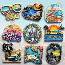 1pc Polyresin Fridge Magnet Souvenir, Landmarks Of Los Angeles, Seattle, Colorado Grand Canyon, Statue Of Liberty New York, Route 66, Brooklyn Cowboy, Home Decor, Kitchen, Bedroom Wall Decoration, Gifts From USA Travel - Multicolor - View 3