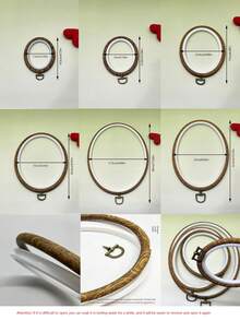 Cerceaux de broderie vintage ovales, convenant pour les projets de point de croix et de travaux d'aiguille, avec anneaux métalliques, brun café, kit d'outils d'artisanat de broderie DIY, applicable pour les arts de point de croix, tailles : 6*7,5 cm, 8*10 cm, 12*15 cm, 15*19 cm, 18*25 cm, 22*29 cm