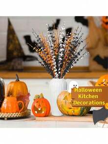 Set de 5 ramos de flores artificiales de bayas de otoño y acción de gracias, flores de jazmín para fiestas de Halloween y decoración del hogar, centro de mesa, relleno de jarrones, decoración interior, corona de Halloween DIY