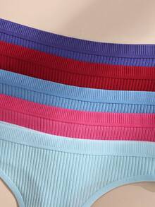 Quần lót bikini liền mạch gợi cảm màu trơn 5 chiếc/gói dành cho nữ, chất liệu cotton thoáng khí, không đường may, kiểu dáng tối giản - Nhiều màu - Xem 7