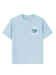 Tween Boy Casual Graphic Print Crew Neck Short Sleeve T-Shirt, Summer Top - Baby Blue - View 4