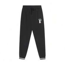 Puma Pantalón de chándal con cordón en la cintura, estilo unisex para otoño/primavera con logo grande, estilo n.° 67842001 - Negro - Ver 1