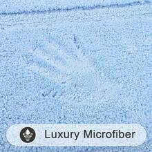 HEBE Soft Fluffy Bathroom Runner Rugs Set Of 3 Bath Mats With U Shape Toilet Rugs Non Slip Washable Bath Rugs Absorbent Bathroom Carpet For Shower Tub - Màu xanh nhạt - Xem 6