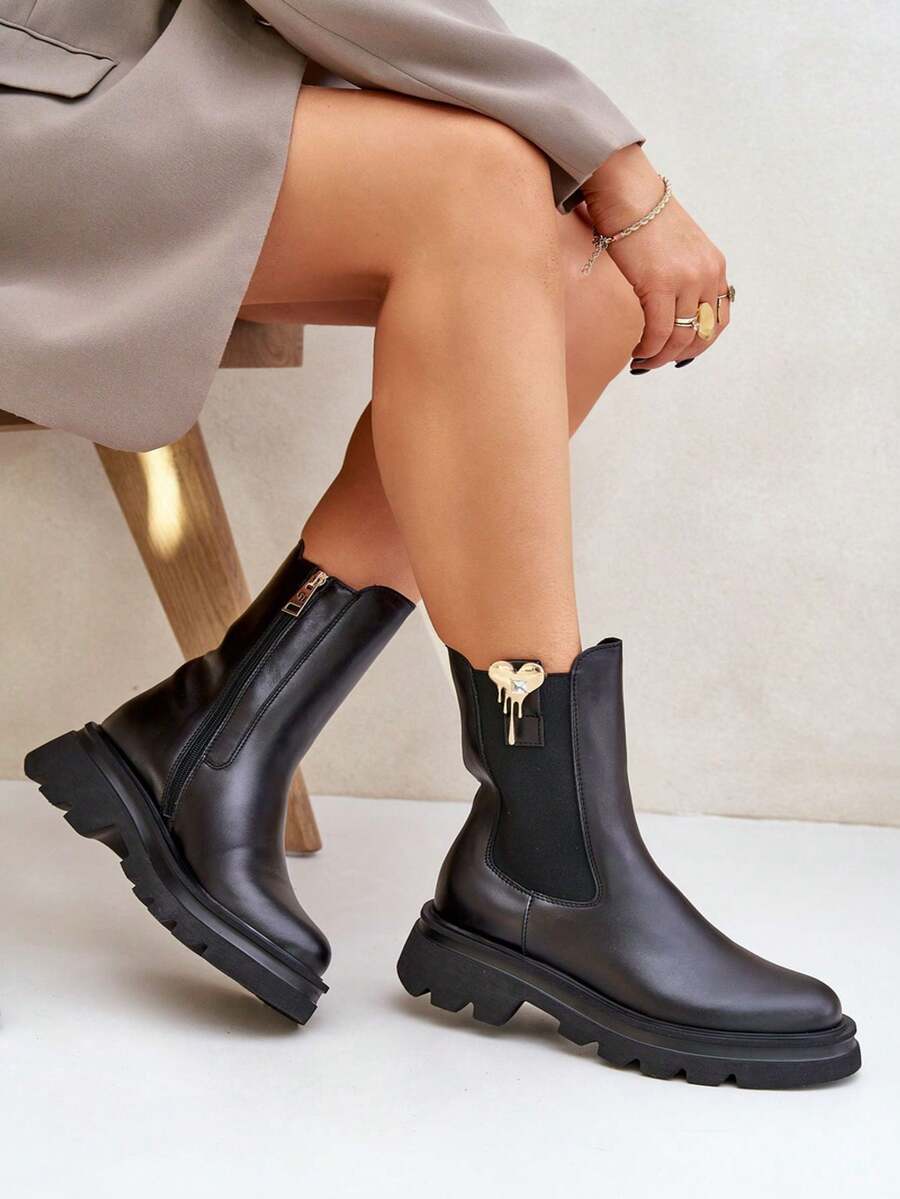 Botines de mujer versátiles y de moda para uso casual y de viaje - Negro - Ver 1