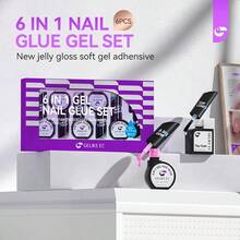 Nail Ue Gel 6 In 1 For PressOn Nail Tips Long Lasting Extension Strong Hold BrushOn UV Adhesive For Acrylic Tips Quick Dry LowOdor No PopOff DIY At Home Salon Art Use-0345 - 14-Nhiều màu - Xem 2