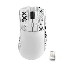 ATTACK SHARK R1 Wireless Gaming Mouse 55g, 18000 DPI Optical Sensor, Tri-Mode Connection (2.4G/BT5.2/Cable), Ergonomic Design, 20 Million Clicks, For PC/Notebook/Win - 白色+貼紙 - 查看 9