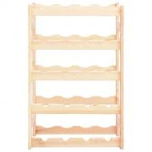 Portabottiglie in legno di pino Larryhot da 20 bottiglie, bello e pratico, ideale per riporre e decorare la casa - Beige - Visualizzare 2