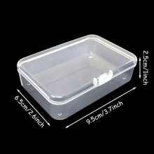 Caja de plástico transparente de 5 uds., caja de contenedores de almacenamiento rectangular blanca transparente para tarjetas de visita, accesorios, manualidades, tornillos, taladro - 1 - Ver 3