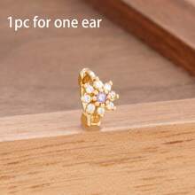 1 Peça Brinco Argola Pequena com Zircônia, Brinco Dourado 18K com Florzinha, Brincos de Cartilagem, Labrete, Tragus, Hélix, Joias de Piercing