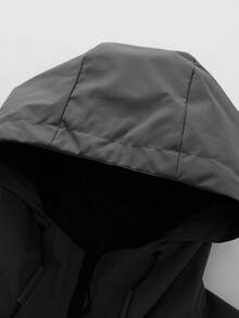 1pc Men's Boyfriend Style Spring/Autumn Sports Running Workout Outdoor Cycling Hiking Utility Hooded Jacket - Black - View 5