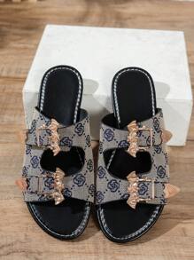 女士时尚平底凉鞋蝙蝠扣休闲百搭户外休闲沙滩凉鞋