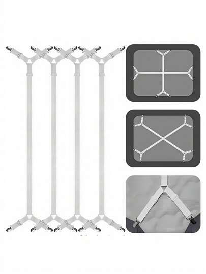 2 Pieces Of 4-Clip Adjustable Bed Sheet And Quilt Fastener, Adjustable Triangle With Elastic Fixer Pendant, Suitable For Bed Sheets, Mattress Covers, Sofa Cushions, Sofa Cover Buckles, Quilt Clips And Metal Clips.