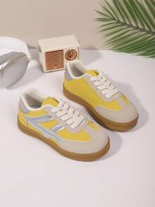 1 Pair Kids' Fashionable Colorblock Sports Shoes, Design Suitable For Boys & Girls, Versatile For Party, Gathering, Travel & Vacation - Silver - View 5