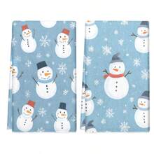 1 set/2 piezas/100 piezas Toallas de cocina y paños de cocina con diseño de muñeco de nieve, adecuados para decoración de interiores en restaurante, cocina, baño, decoración de fiestas, pueden usarse como regalos navideños
