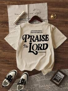 Men's Versatile Simple Graphic Print Short Sleeve T-Shirt | Bible Psalm Theme