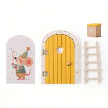 1 Sets Wooden Cartoon Fairy Tale Door, Mini Ladder Decoration Fairy Tale Door Ornaments, Colorful Heart-Shaped Fairy Tale Door Home Decoration Ornaments, Commemorative Photo Props, Christmas, And Birthday Gifts Christmas Decorations Room Decor