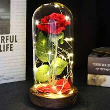 圆顶形人造玫瑰永生花礼盒，适合情人节、教师节、圣诞节（款式随机，不可指定，介意者慎拍）