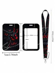 1 个身份证夹 + 1 个涤纶挂绳 - 万圣节主题，蝙蝠和骷髅设计，身份证夹，适用于医生/护士证，工作证，手机挂绳，返校礼物 - 彩色 - 查看 2