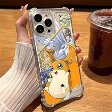 Estuche para 16, 15, 14, 13, 12, 11 Pro, X, XR, XS, 8, Plus - Anime Digimons - Cubierta Trasera Transparente Antigolpes y Suave17  17promax - transparente - Ver 1