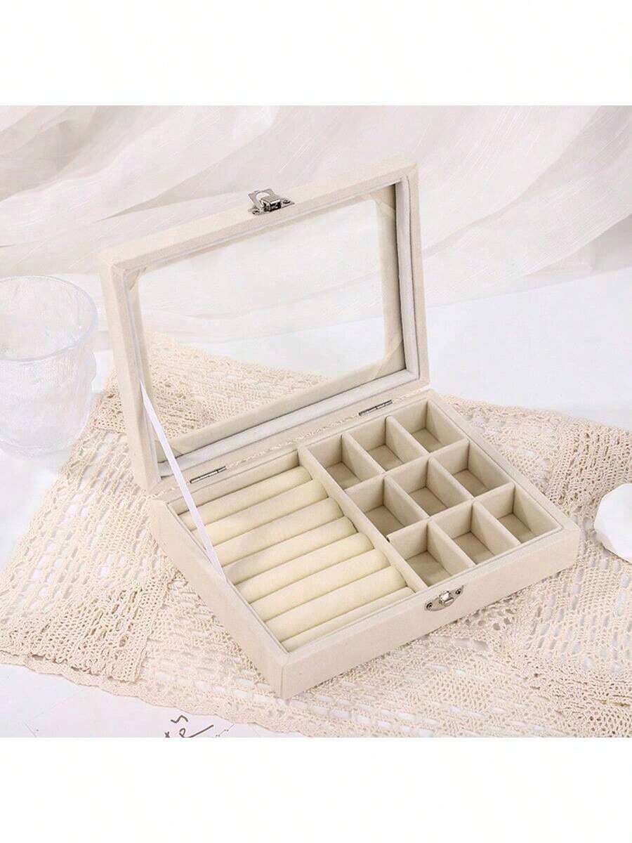 Elegant, Simple, Large Capacity, Multi-Compartment Jewelry Box - Màu be - Xem 1
