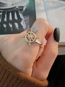 1 Stück modischer drehbarer Stern, Mond, Sonnenblume, Totem, Windmühlen Design Ring, unisex personalisierter doppellagiger Drehring
