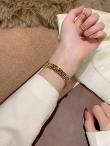 SUNLIFEX NEW Women's Minimalist Oval Bracelet Style Gold /Silver Roman Numerals Elegant Business Quartz Wrist Watch, Versatile For Daily Watches Party Daily Wear Gift For Women Valentine's Day Gift - one-size - View 4