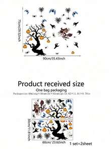 1pc Halloween Wall Sticker, Bat Spider Dead Tree Pumpkin Witch Home Decor Wall Decal, Glass Window Sticker, Party Atmosphere Decoration Sticker, Fun Wall Decal - Halloween Wall Stickers - View 9