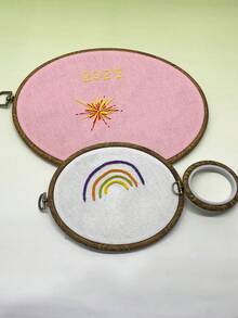 Cerceaux de broderie vintage ovales, convenant pour les projets de point de croix et de travaux d'aiguille, avec anneaux métalliques, brun café, kit d'outils d'artisanat de broderie DIY, applicable pour les arts de point de croix, tailles : 6*7,5 cm, 8*10 cm, 12*15 cm, 15*19 cm, 18*25 cm, 22*29 cm