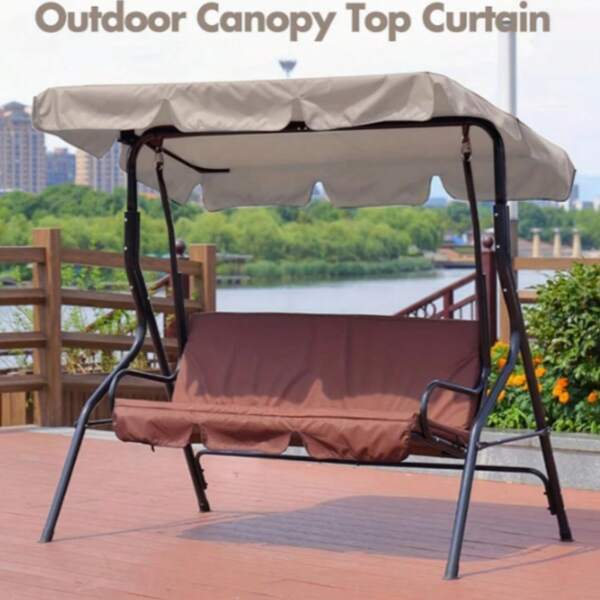 1 Piece Outdoor Swing Canopy Cover Rainproof Outdoor Ruffled Canopy Cover Patio Swing Removable And Washable Sunshade Protective Cover, Excluding Frame