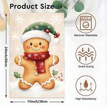 1set/2pcs/100pcs Christmas Gingerbread Man Pattern Kitchen Towels And Dish Towels, Suitable For Interior Decoration In Restaurants, Kitchens, Bathrooms, Party Decorations, Can Be Given As Holiday Gifts - Multicolor - View 4
